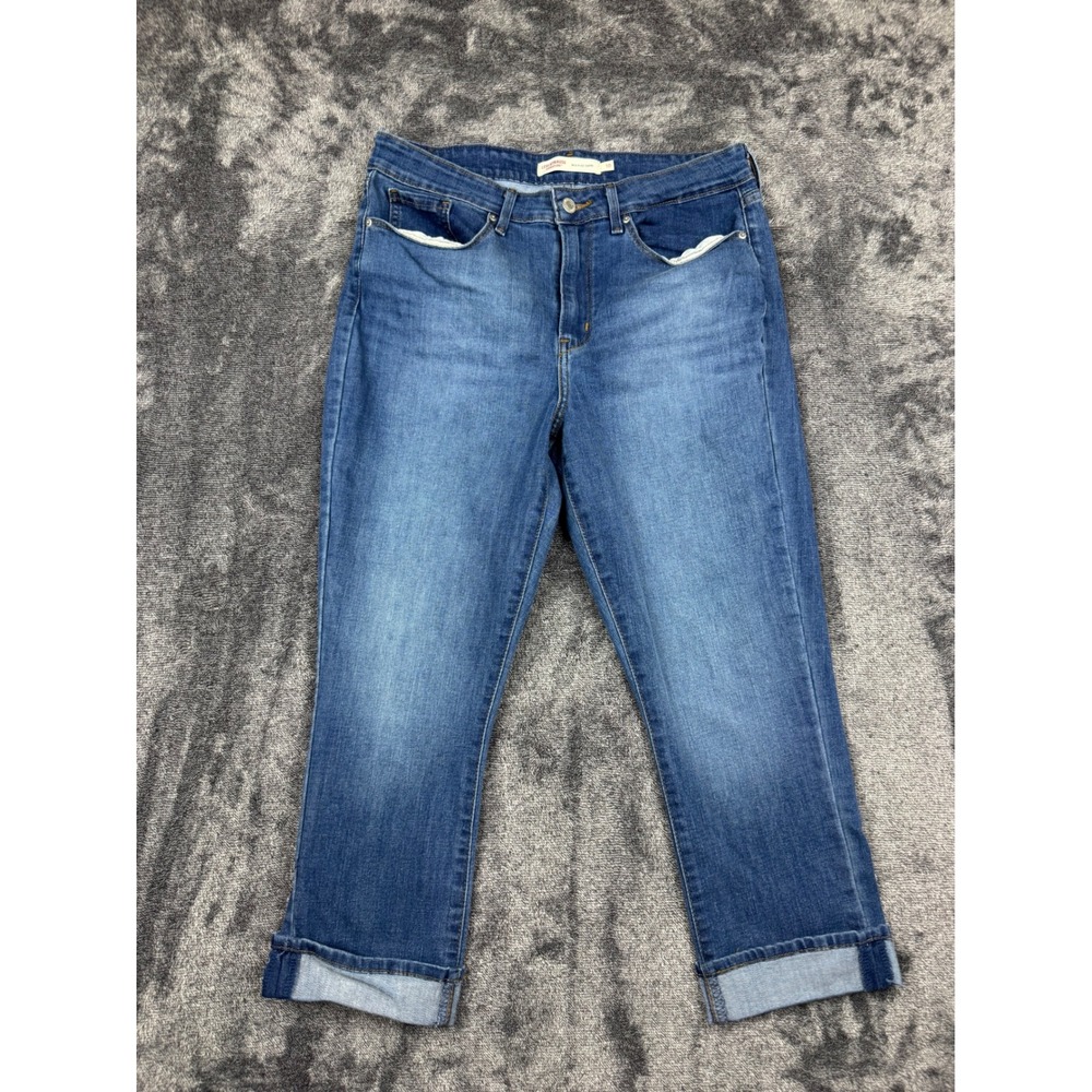 Levi Strauss Signature Capri Jeans Women 10 Blue Mid Rise Cuffed Denim S112350